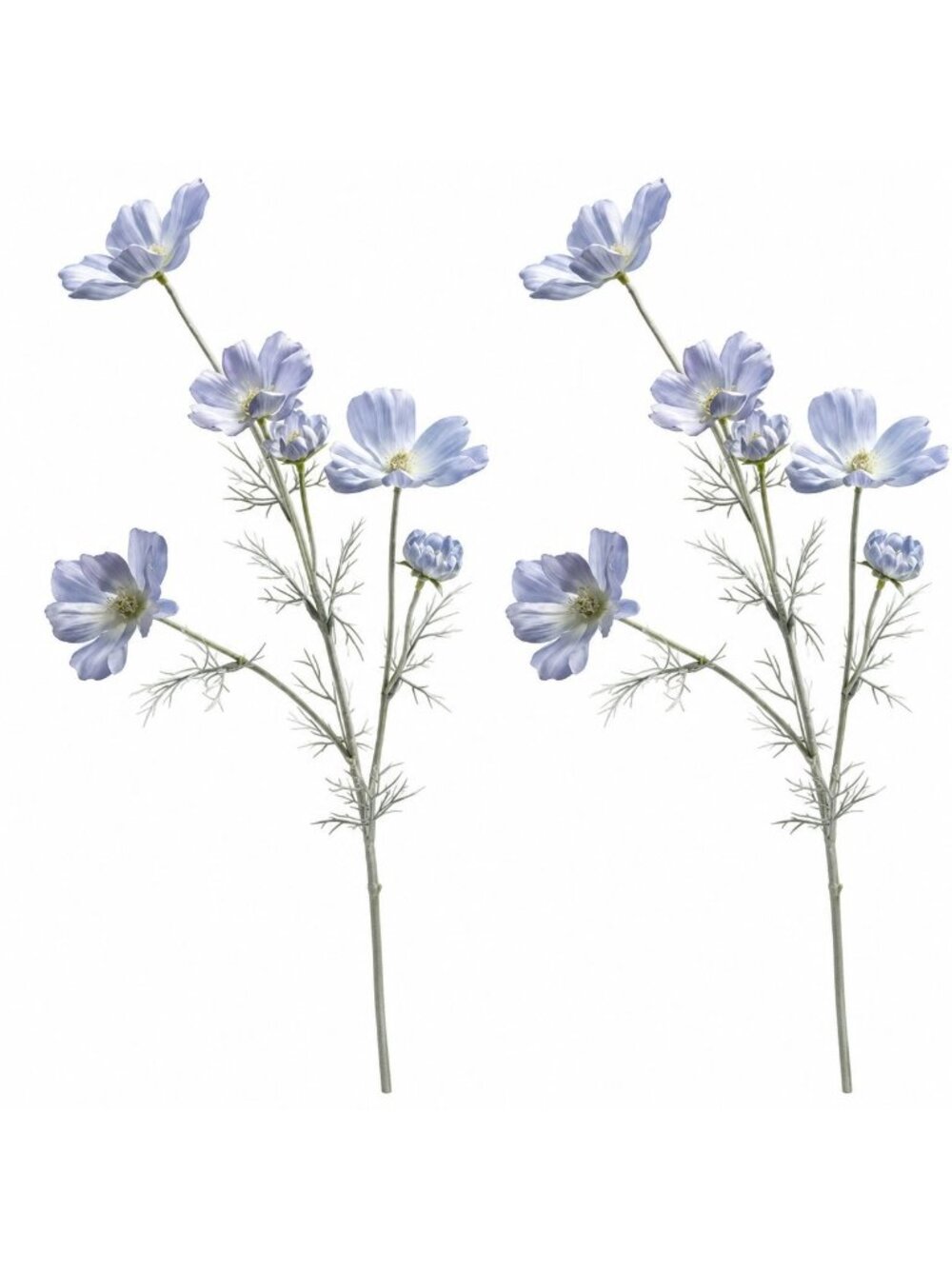 Dusty Blue Cosmos, 2 Stem Faux Wildflower Spray, Artificial Floral Filler, Cotta